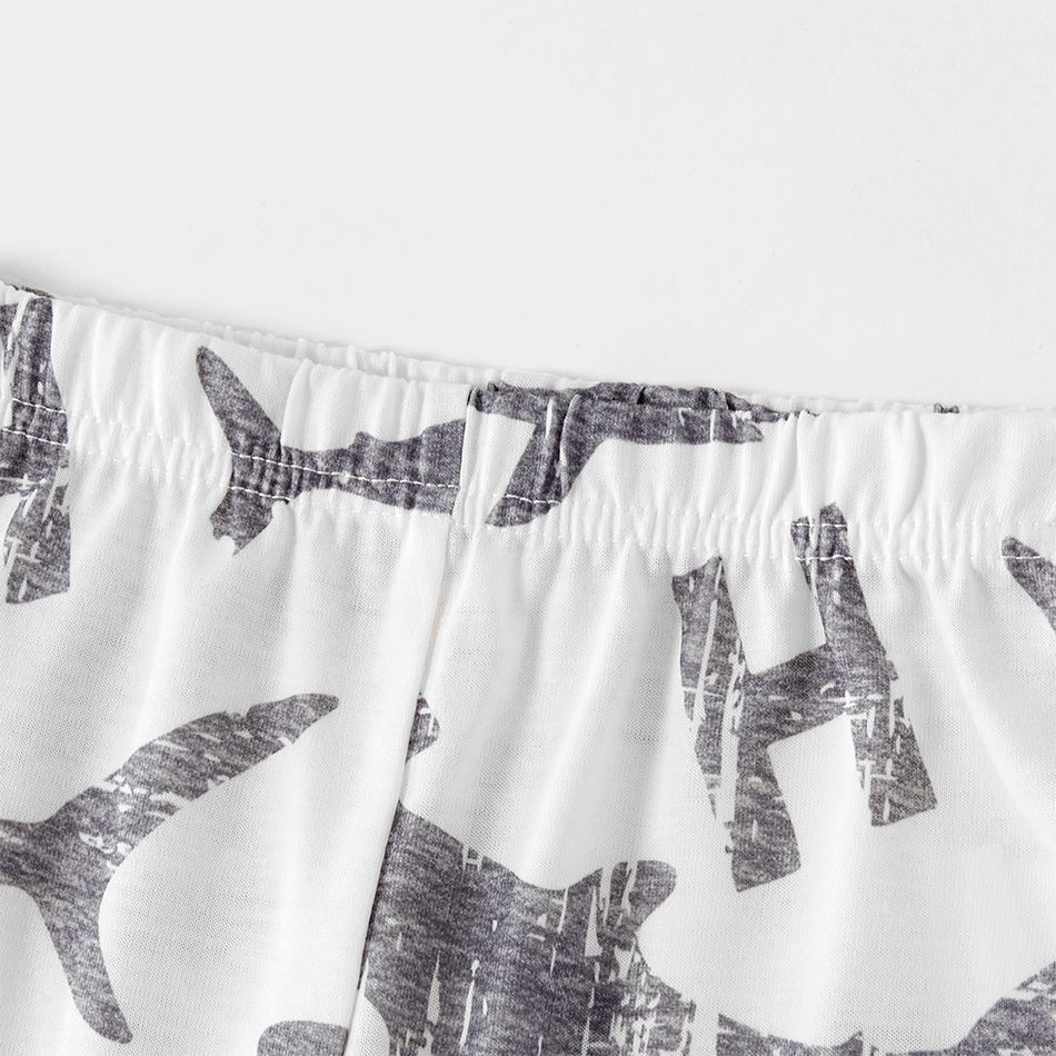Family Matching Grey Long-sleeve Letter and Shark Print Pajamas Sets (Flame Resistant) flowergrey big image 6