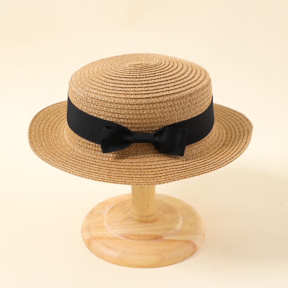 chapéu de palha para decoração de nó para bebê/criança/criança Cor de Caqui big image 3