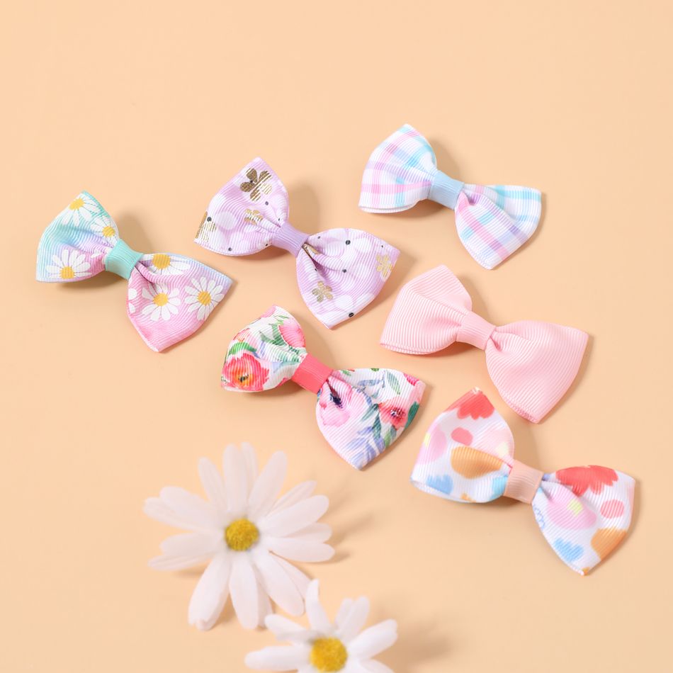 6-pack Fruit Flower Pattern Ribbed Hair Clip for Girls Color-A