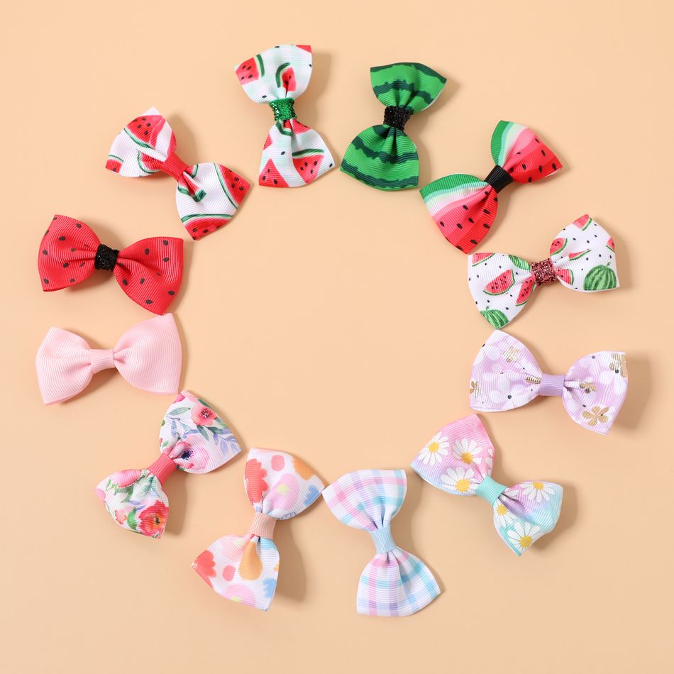 6-pack Fruit Flower Pattern Ribbed Hair Clip for Girls Color-A big image 3