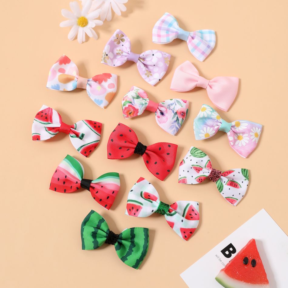 6-pack Fruit Flower Pattern Ribbed Hair Clip for Girls Color-A big image 4
