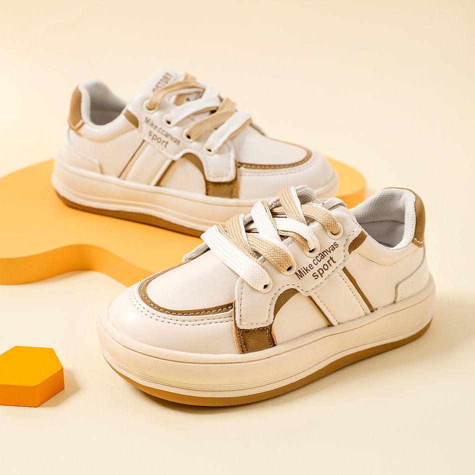 Toddler / Kid Letter Detail Two Tone Sneakers Khaki