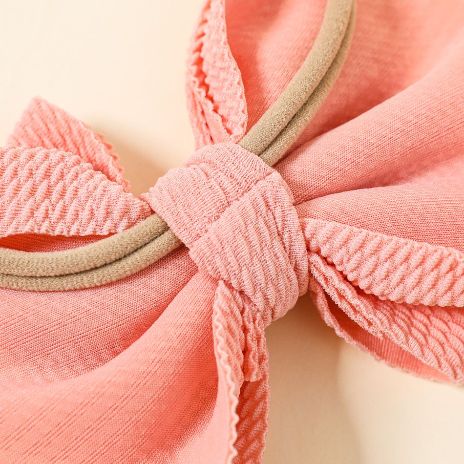 Pure Color Textured Bowknot Hair Ties for Girls Rose Gold big image 4
