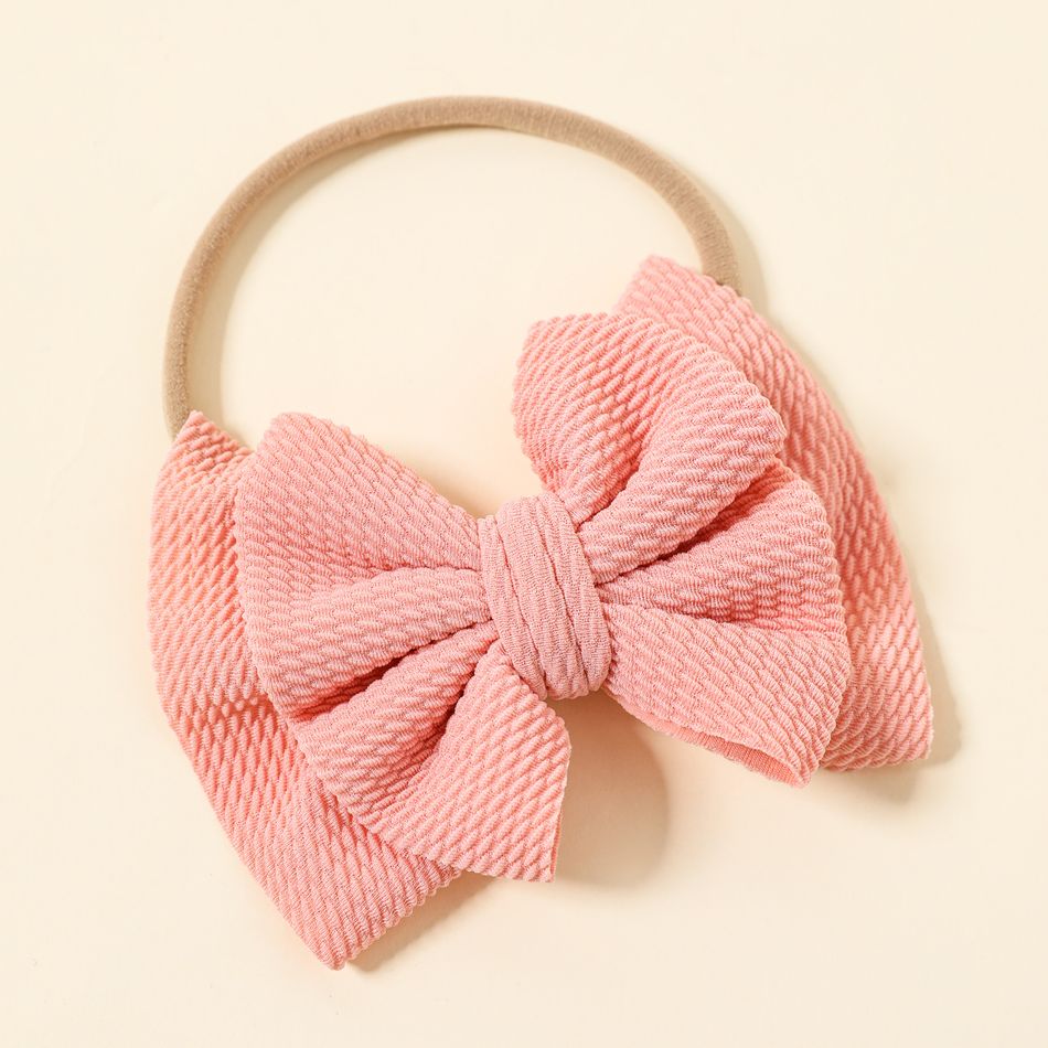 Pure Color Textured Bowknot Hair Ties for Girls Rose Gold big image 2