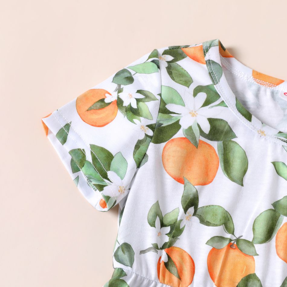 Toddler Girl Floral Orange Print Short-sleeve Dress Multi-color big image 4