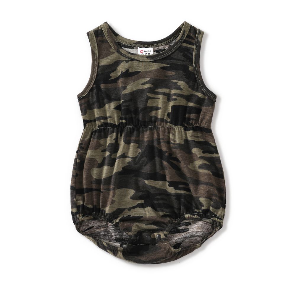 Family Matching Camouflage Short-sleeve V Neck Bodycon Dresses and Splicing T-shirts Sets CAMOUFLAGE big image 6
