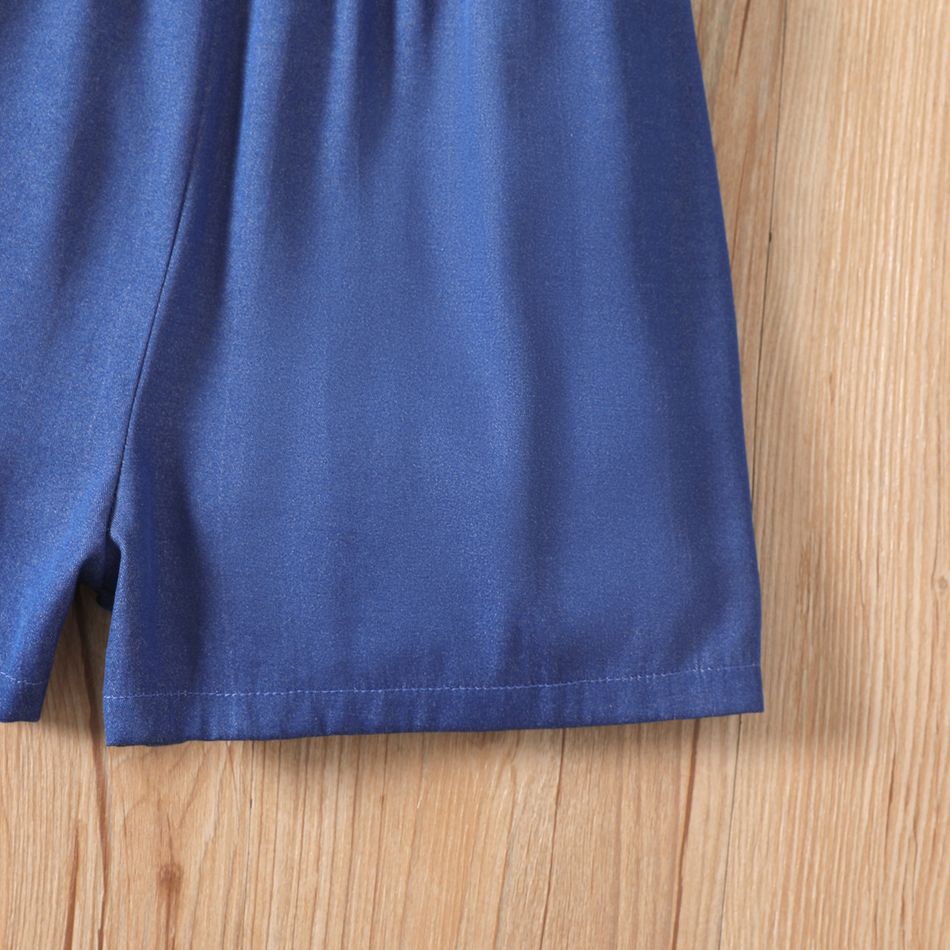 macacão jeans de alça de design de renda para menina infantil azul denim big image 4