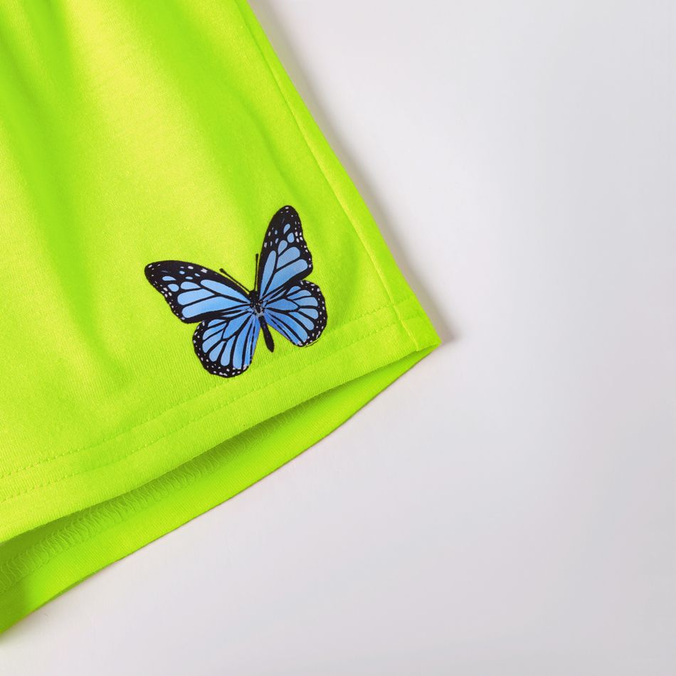 2pcs Toddler Girl Butterfly Print Camisole and Elasticized Shorts Set LUMINOUSYELLOW big image 4