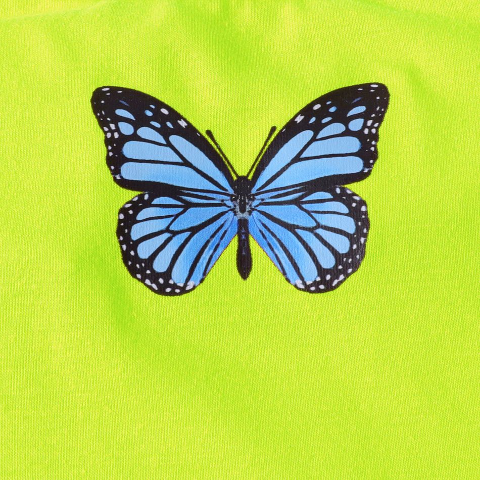 2pcs Toddler Girl Butterfly Print Camisole and Elasticized Shorts Set LUMINOUSYELLOW big image 3