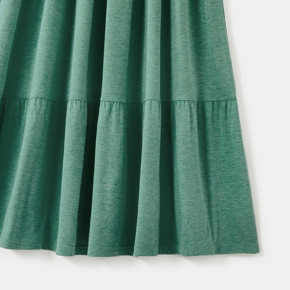 Family Matching Green Spaghetti Strap Tiered Dresses and Striped Splicing Short-sleeve T-shirts Sets aquagreen big image 5