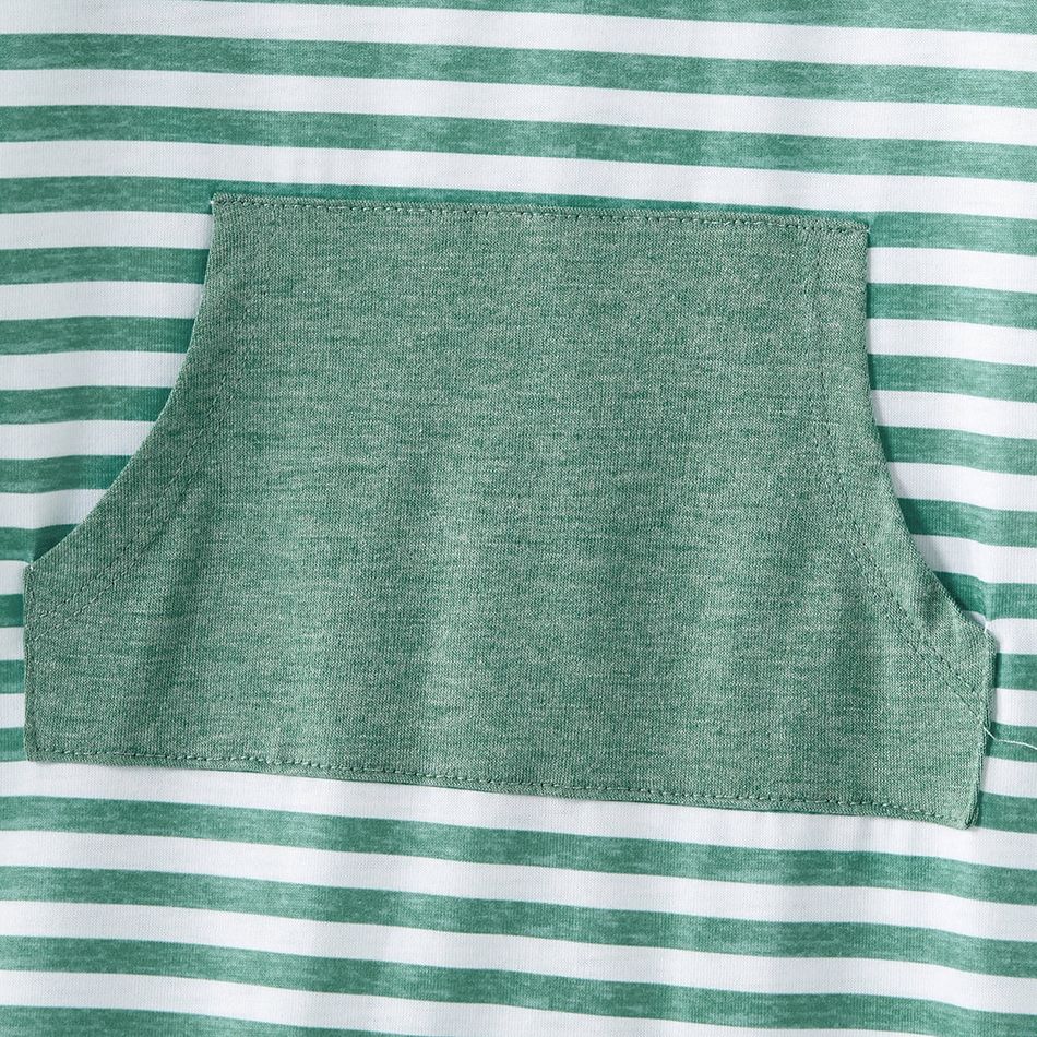 Family Matching Green Spaghetti Strap Tiered Dresses and Striped Splicing Short-sleeve T-shirts Sets aquagreen big image 8