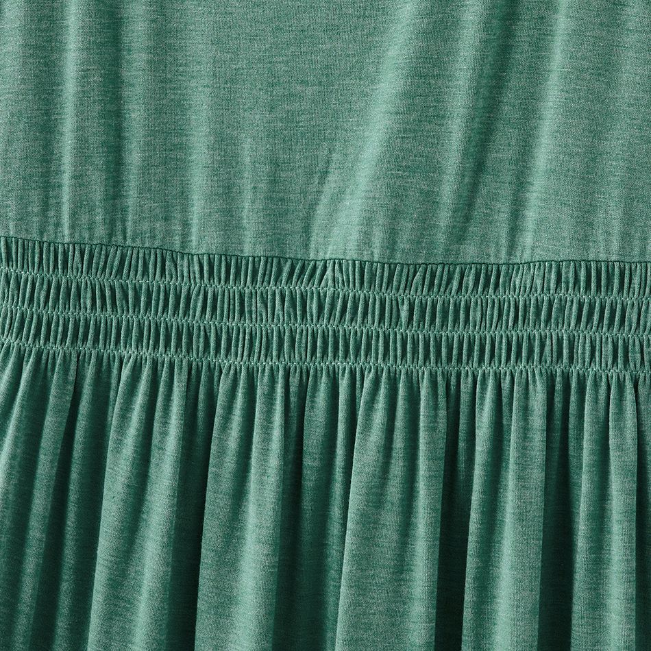 Family Matching Green Spaghetti Strap Tiered Dresses and Striped Splicing Short-sleeve T-shirts Sets aquagreen big image 4