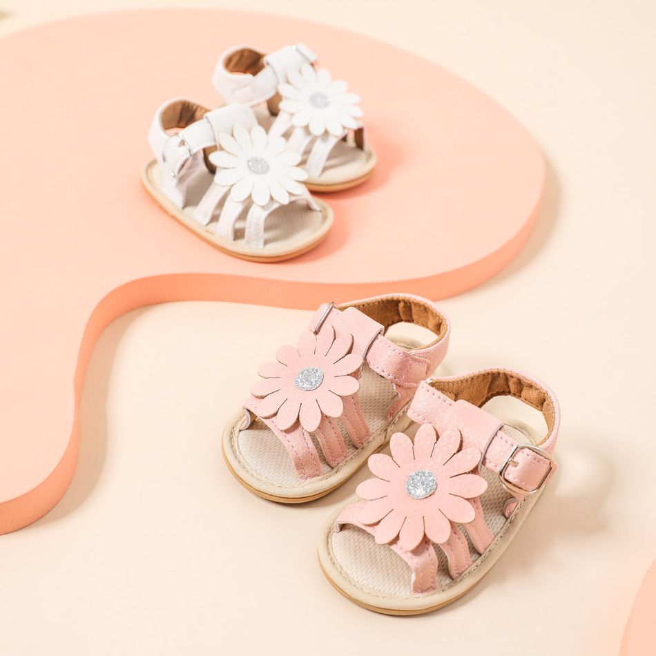 Baby / Toddler Floral Decor Sandals Prewalker Shoes White big image 2