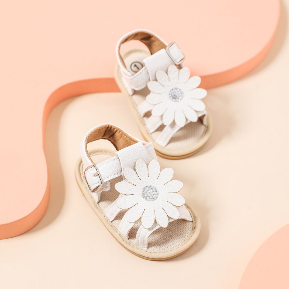 Baby / Toddler Floral Decor Sandals Prewalker Shoes White big image 1