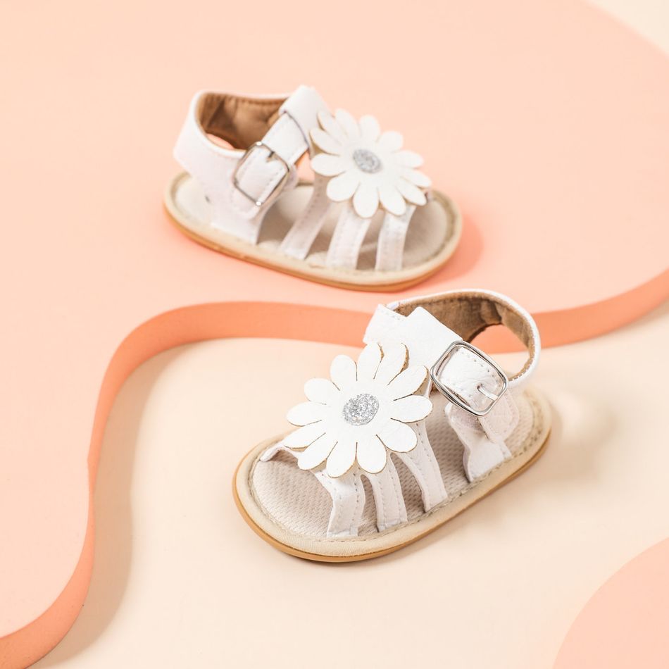 Baby / Toddler Floral Decor Sandals Prewalker Shoes White big image 4