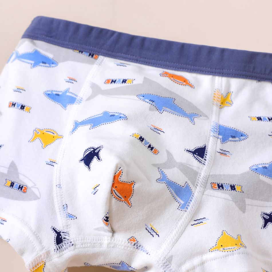 4-Pack Toddler Boy Shark/Letter Print/Stripe Boxer Briefs Underwear Multi-color big image 3