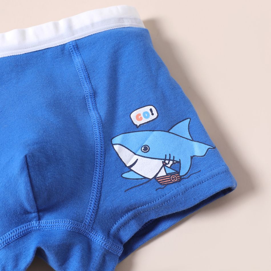 4-Pack Toddler Boy Shark/Letter Print/Stripe Boxer Briefs Underwear Multi-color big image 6
