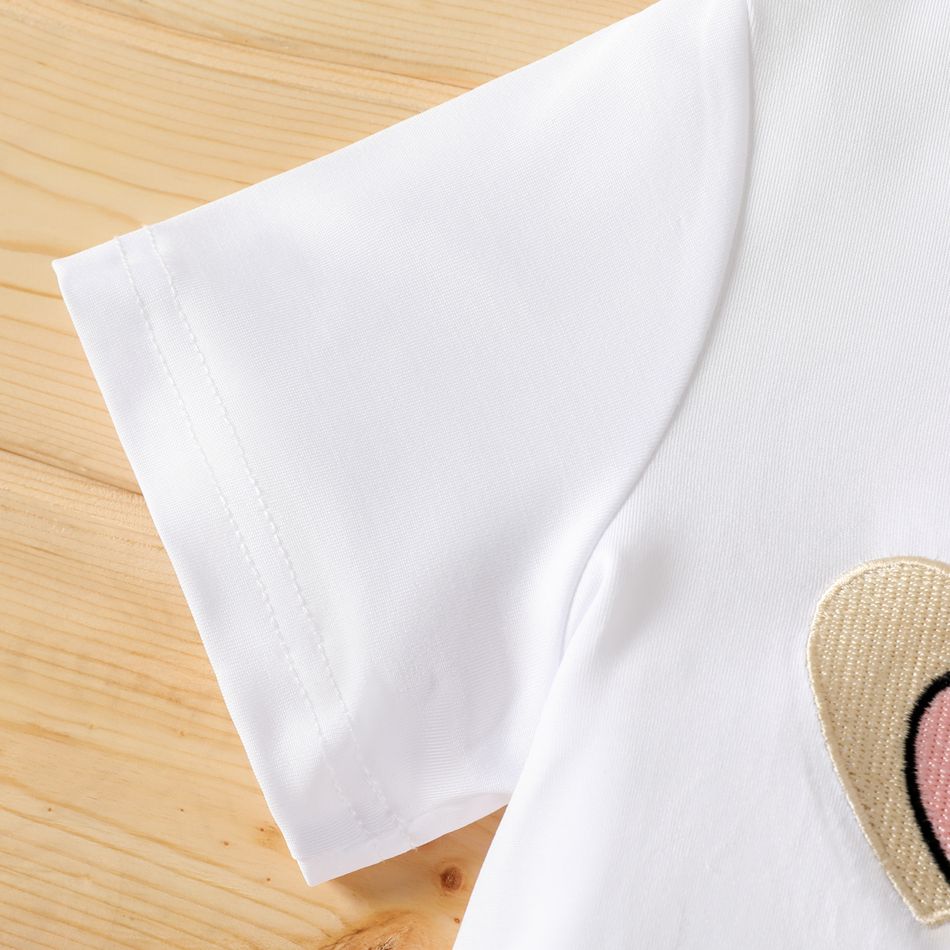 2-piece Kid Girl Heart Embroidered Short-sleeve Tee and Button Design Irregular Skirt Set Pink big image 7