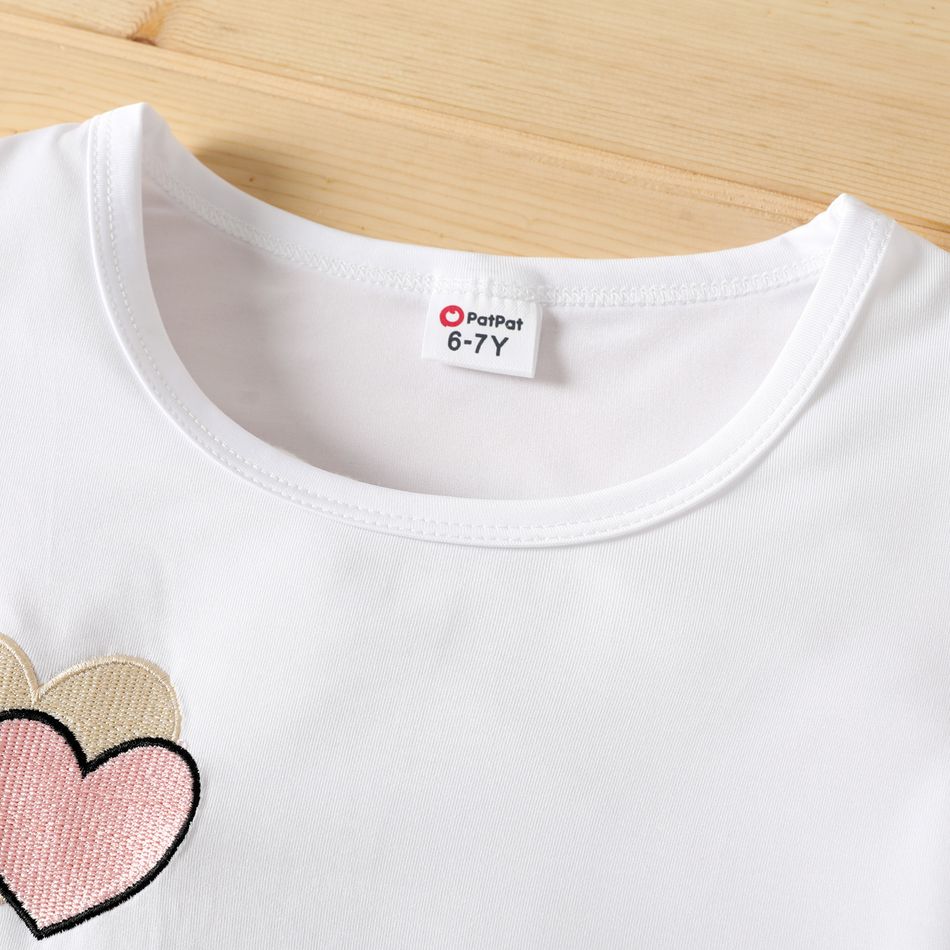 2-piece Kid Girl Heart Embroidered Short-sleeve Tee and Button Design Irregular Skirt Set Pink big image 5