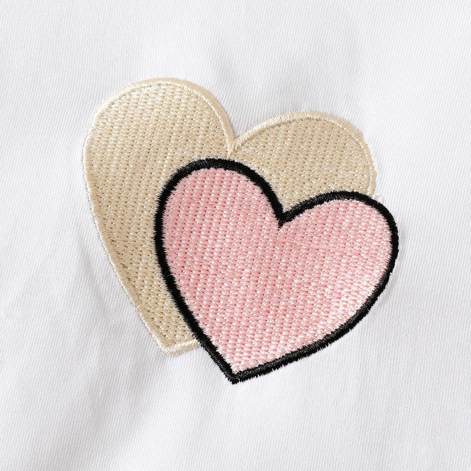 2-piece Kid Girl Heart Embroidered Short-sleeve Tee and Button Design Irregular Skirt Set Pink big image 6