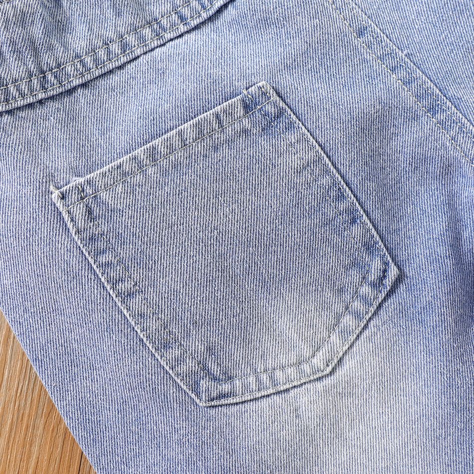 Kid Boy Letter Print Ripped Denim Jeans Shorts Blue big image 5