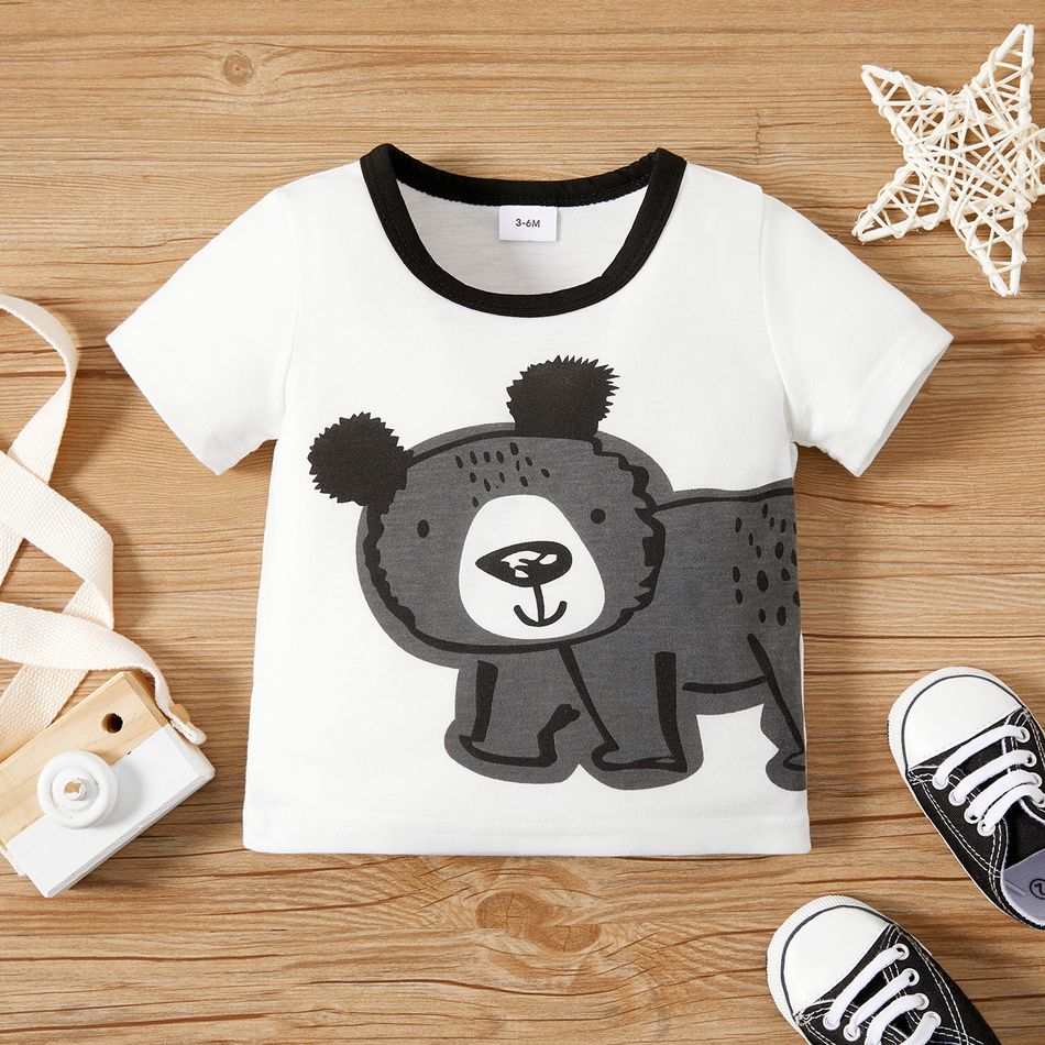 Kurzarm-T-Shirt mit Cartoon-Löwendruck für Jungen/Mädchen grau
