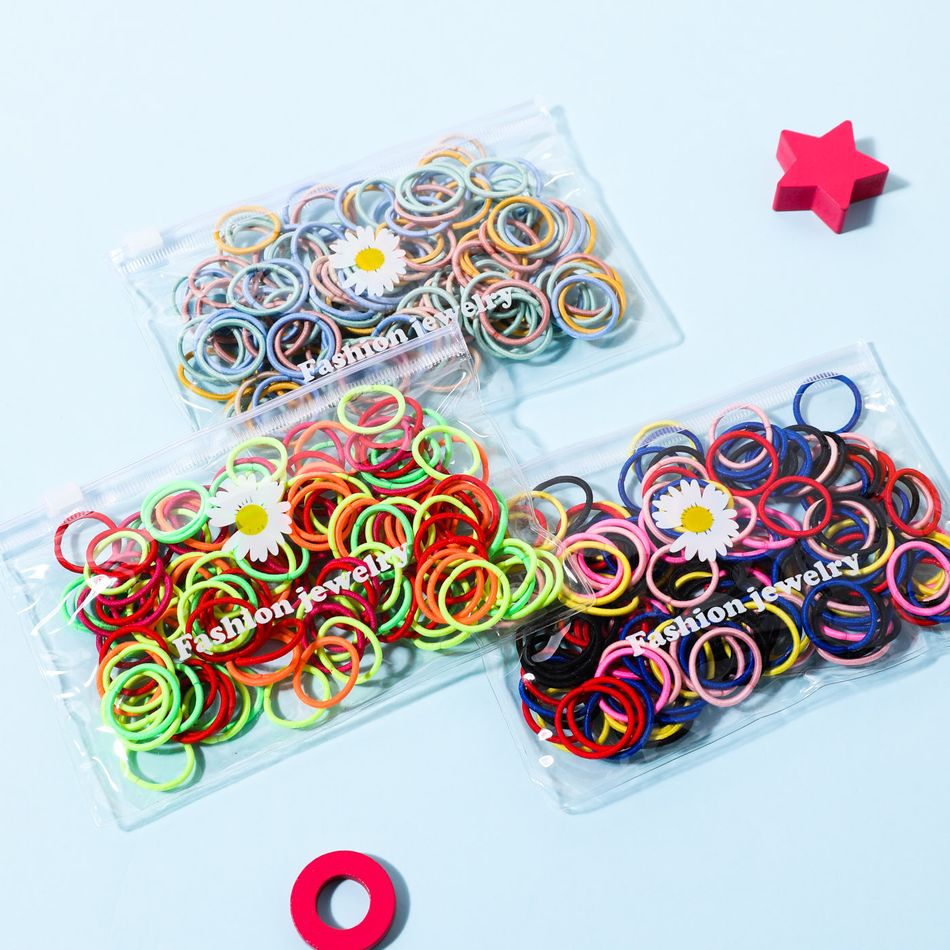 100-pack Multicolor High Flexibility Small Size Hair Ties for Girls Color-A big image 5