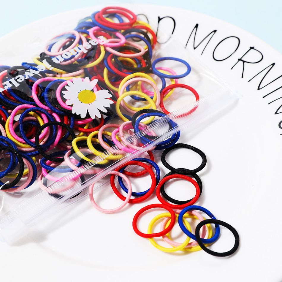 Confezione da 100 elastici per capelli di piccole dimensioni multicolori ad alta flessibilità per ragazze Colore-A