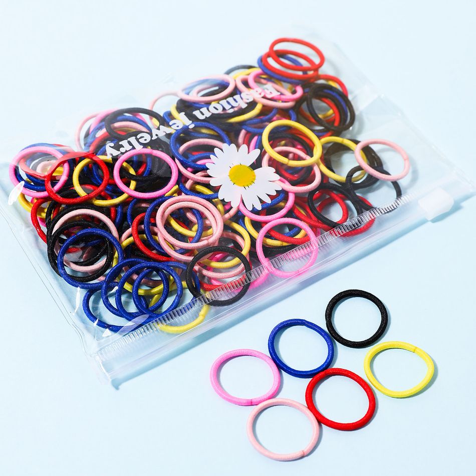 Confezione da 100 elastici per capelli di piccole dimensioni multicolori ad alta flessibilità per ragazze Colore-A big image 3
