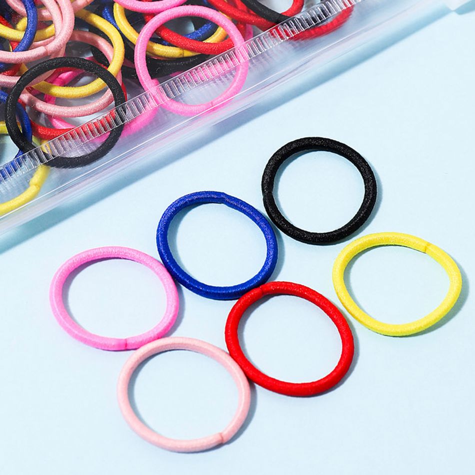Confezione da 100 elastici per capelli di piccole dimensioni multicolori ad alta flessibilità per ragazze Colore-A big image 4