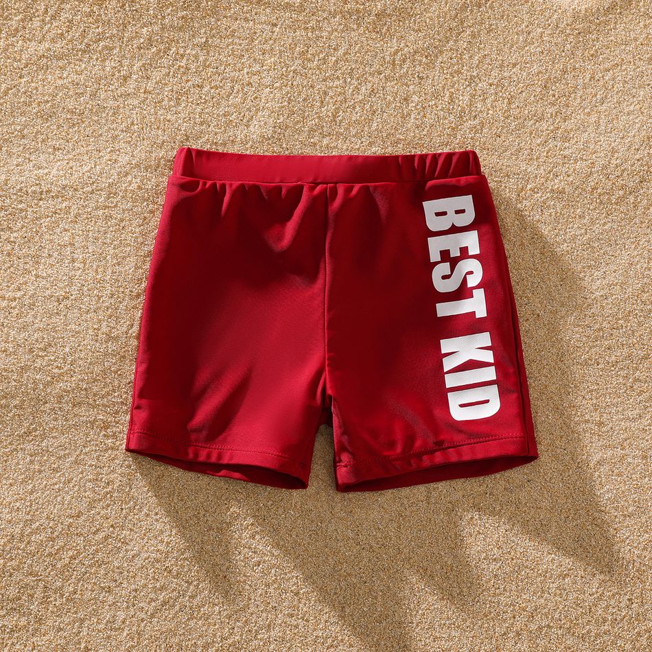 Family Matching Red Striped Splicing Ruffle One-Piece Swimsuit and Letter Print Swim Trunks Shorts Sets Red big image 10