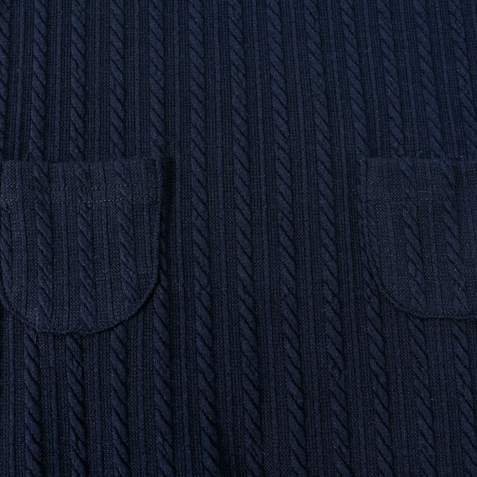 Bebé Unissexo Bolso cosido Básico Sem mangas Macacão azul preto big image 4