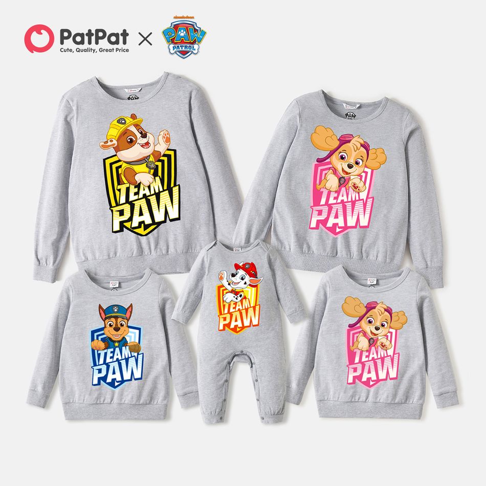 PAW Patrol Family Matching 100% Cotton Long-sleeve Graphic Grey Sweatshirts Light Grey