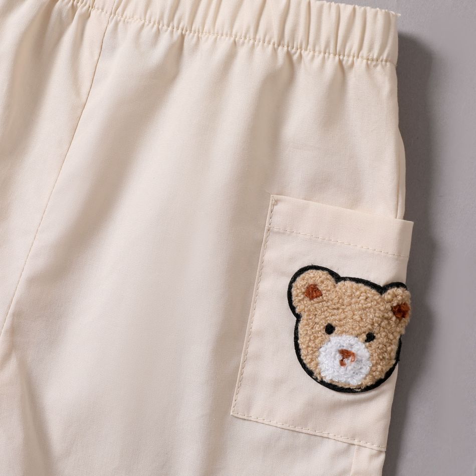 2pcs Baby Boy 100% Cotton Shorts and Cartoon Bear Letter Print Colorblock Short-sleeve T-shirt Set Color block big image 4