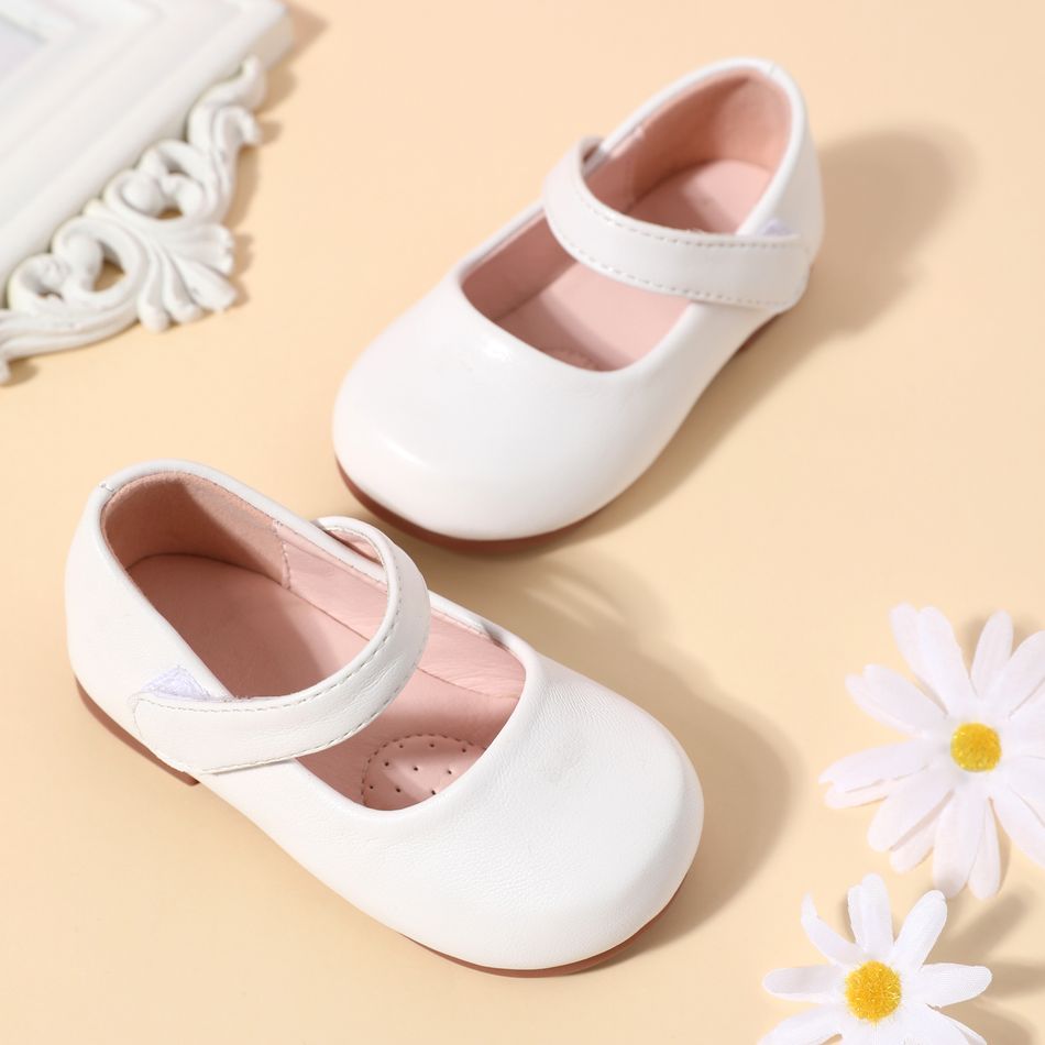 حذاء ماري جين أبيض بسيط للأطفال الصغار أبيض big image 2