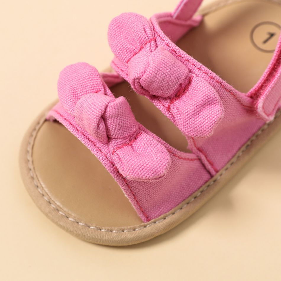 Baby / Toddler Dual Bow Decor Solid Sandals Prewalker Shoes Hot Pink big image 5