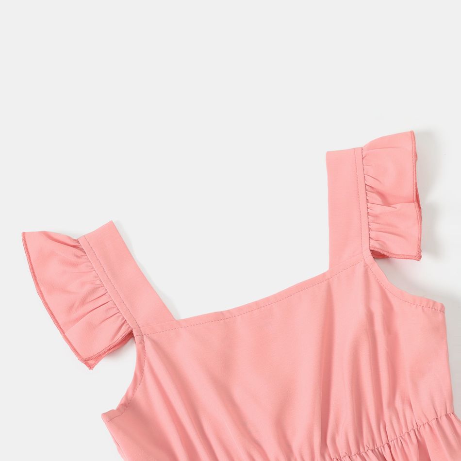 Colorblock Square Neck Flutter-sleeve Tiered Dress for Mom and Me Colorful big image 3