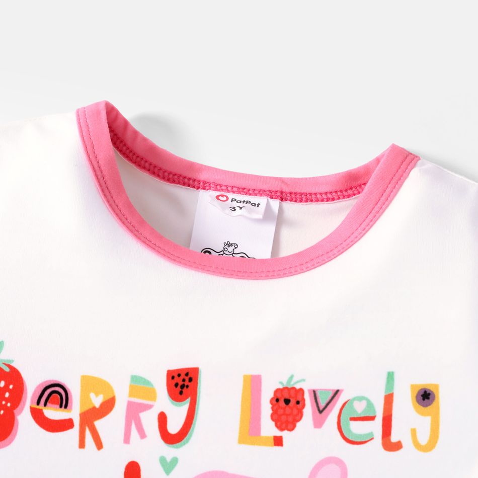 Peppa Pig Toddler Girl Short-sleeve Tee/Sleeveless Dress/Cherry Print Pink Pants White big image 5