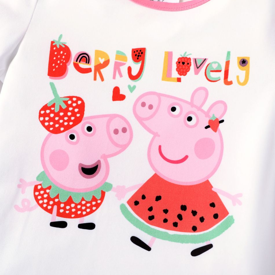 Peppa Pig Toddler Girl Short-sleeve Tee/Sleeveless Dress/Cherry Print Pink Pants White big image 3