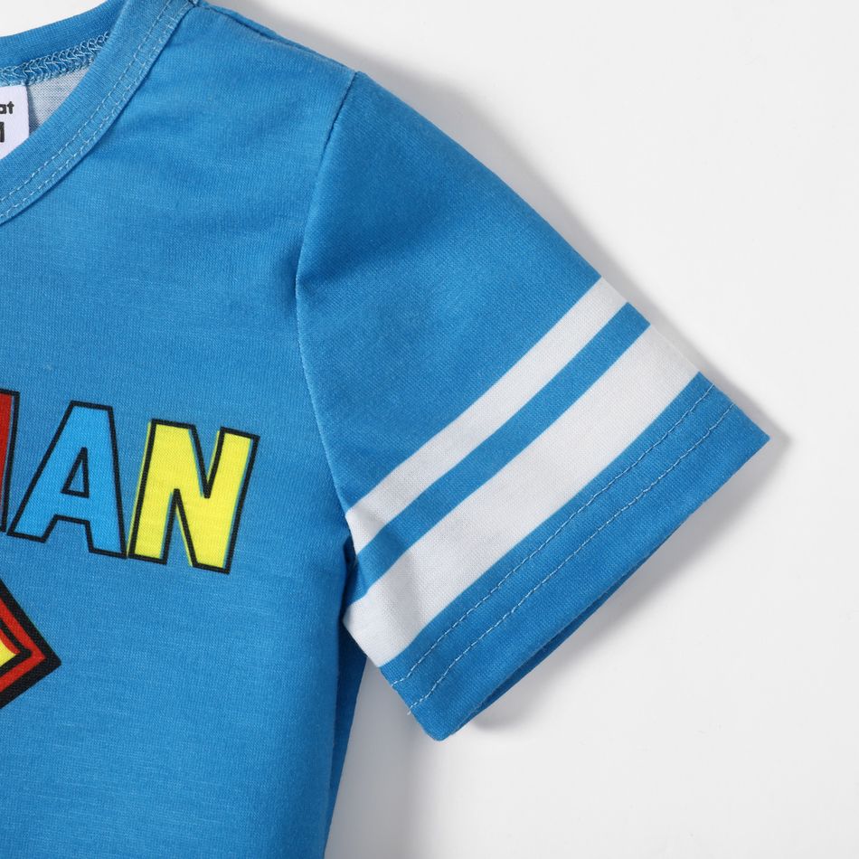 Superman 2pcs Baby Boy 100% Cotton Pants and Short-sleeve Graphic Tee Set Blue big image 4