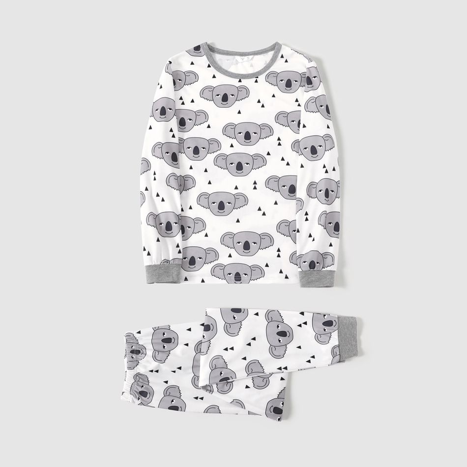 Family Matching All Over Koala Print Long-sleeve Pajamas Sets (Flame Resistant) White big image 2