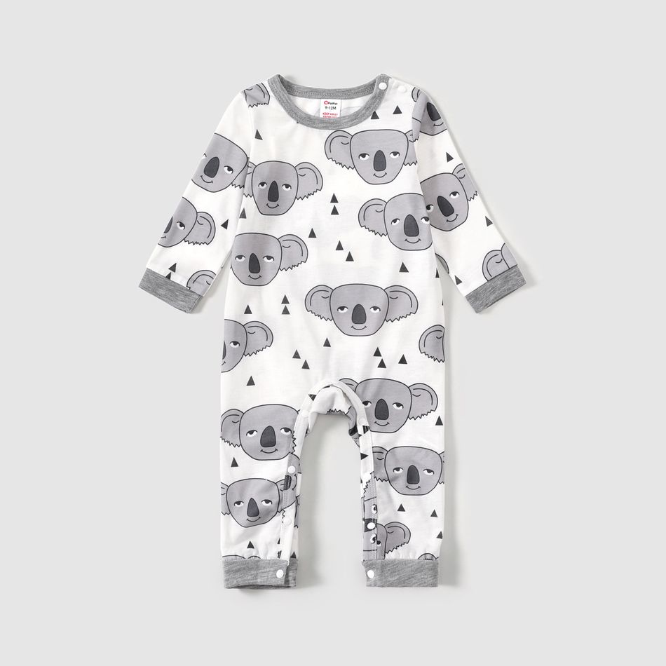 Family Matching All Over Koala Print Long-sleeve Pajamas Sets (Flame Resistant) White big image 5