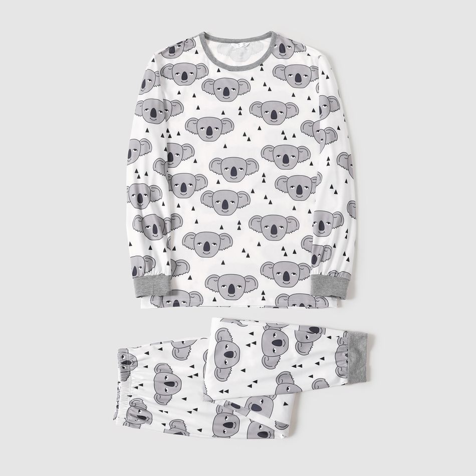 Family Matching All Over Koala Print Long-sleeve Pajamas Sets (Flame Resistant) White big image 3