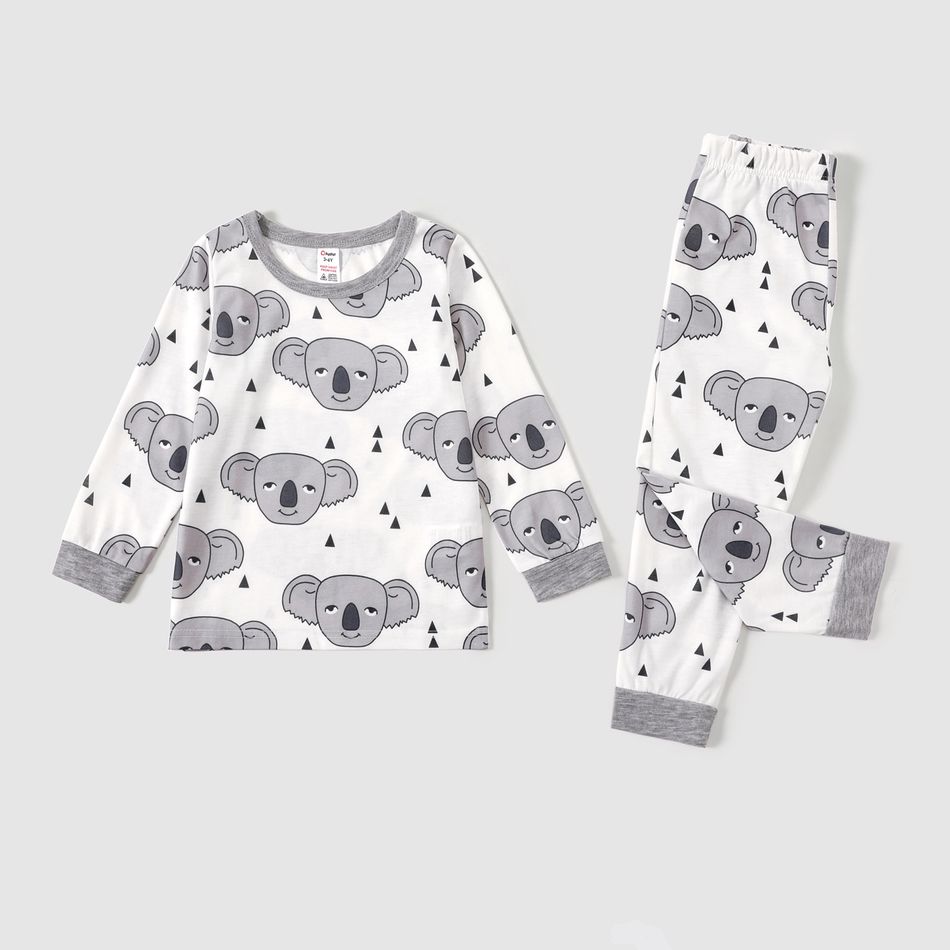 Family Matching All Over Koala Print Long-sleeve Pajamas Sets (Flame Resistant) White big image 4