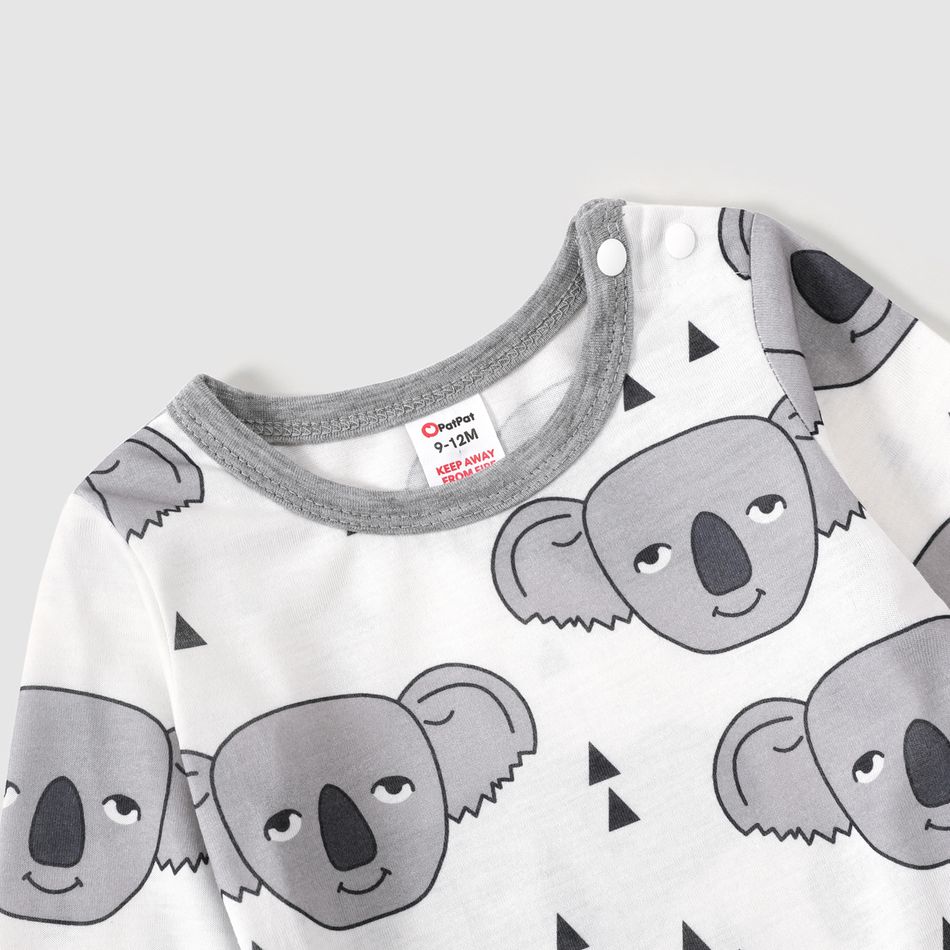 Family Matching All Over Koala Print Long-sleeve Pajamas Sets (Flame Resistant) White big image 9