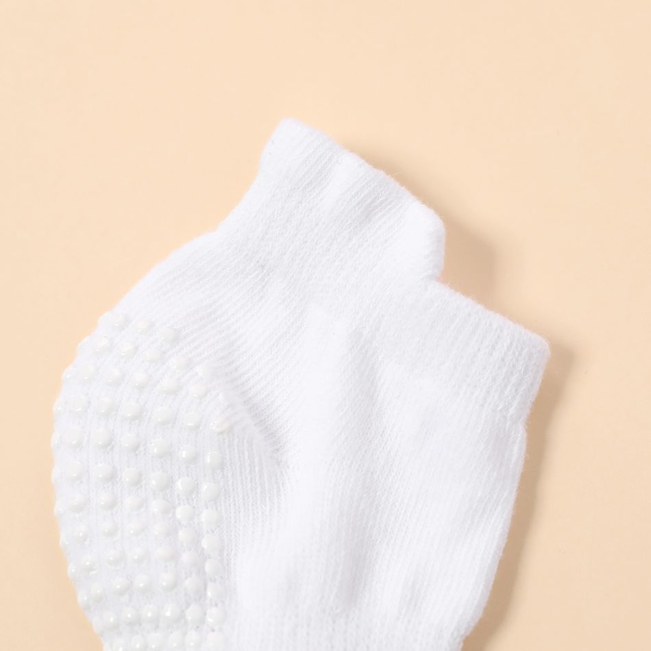 6-pairs Baby Simple Solid Non-slip Glue Grip Socks White big image 6