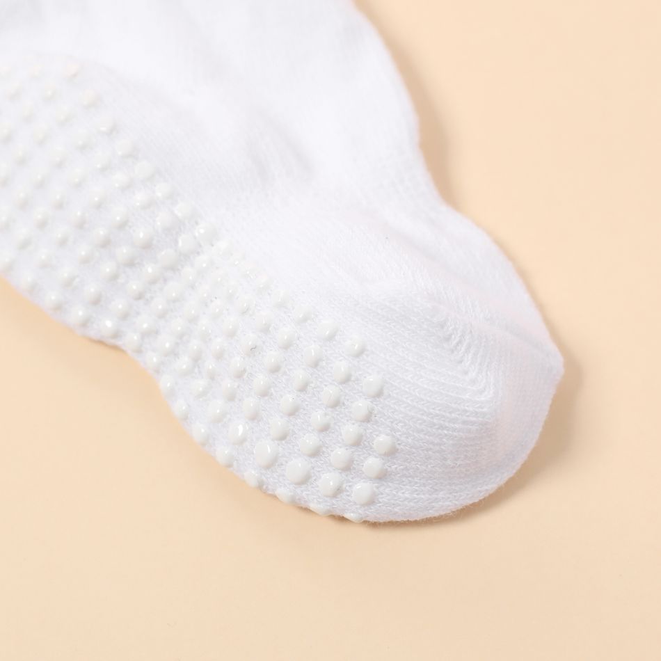 6-pairs Baby Simple Solid Non-slip Glue Grip Socks White big image 5