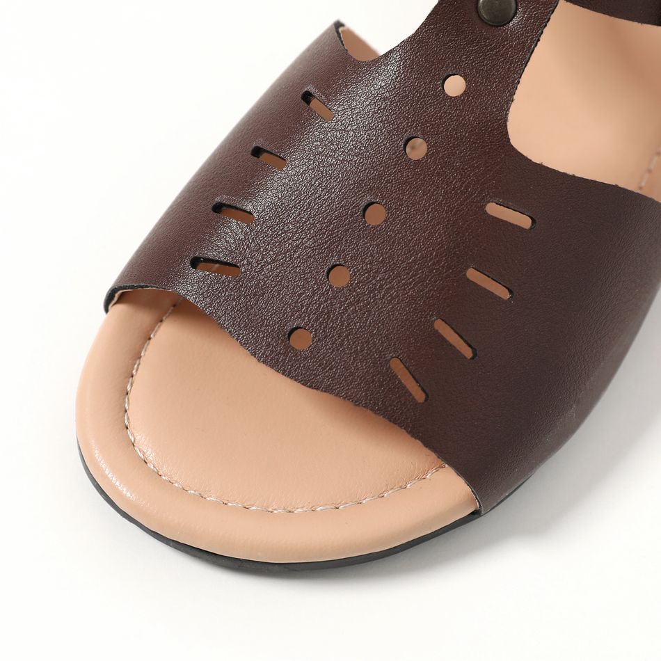 Toddler Open Toe Pure Color Sandals Coffee big image 3