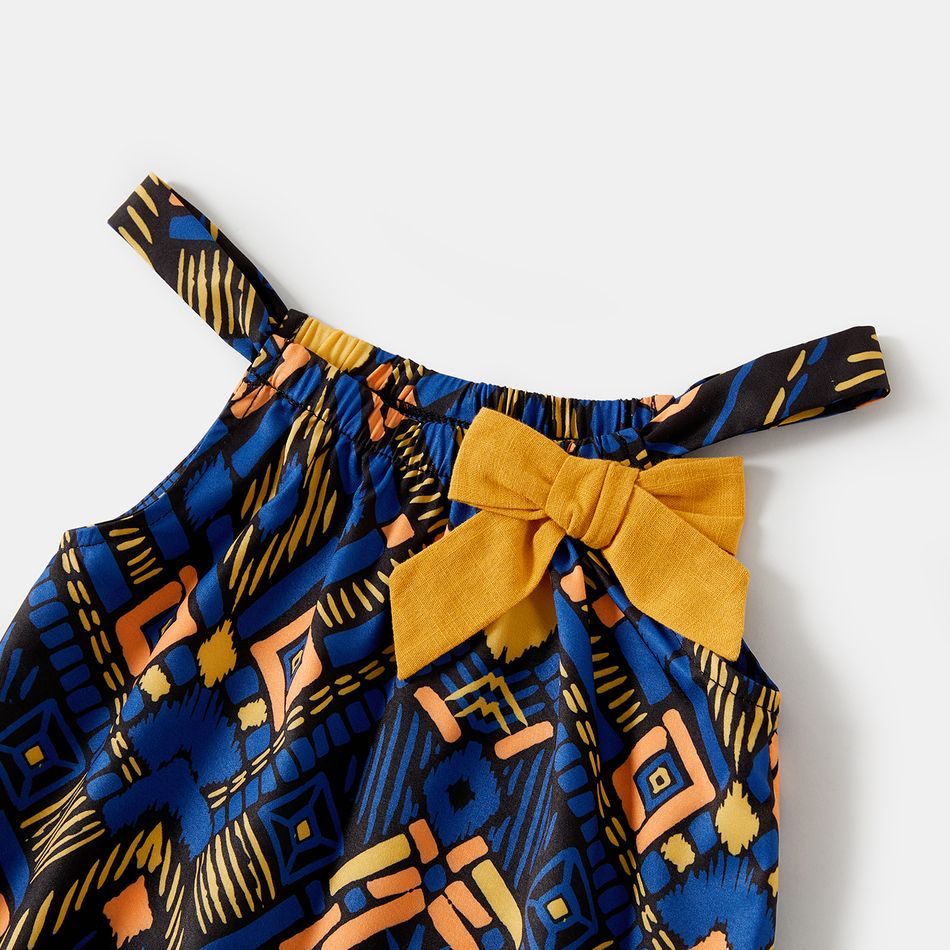 Halter Neck Sleeveless Solid Splicing Boho Print Romper for Mom and Me Colorful big image 11