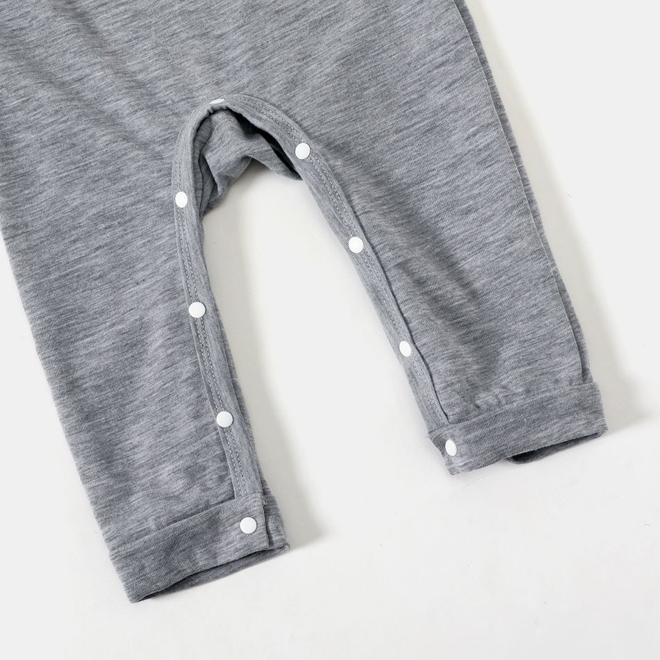 Family Matching Long-sleeve Elephant Print Plaid Pajamas Sets (Flame Resistant) Grey big image 10